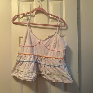 English Factory White Top with Pink Trim Large